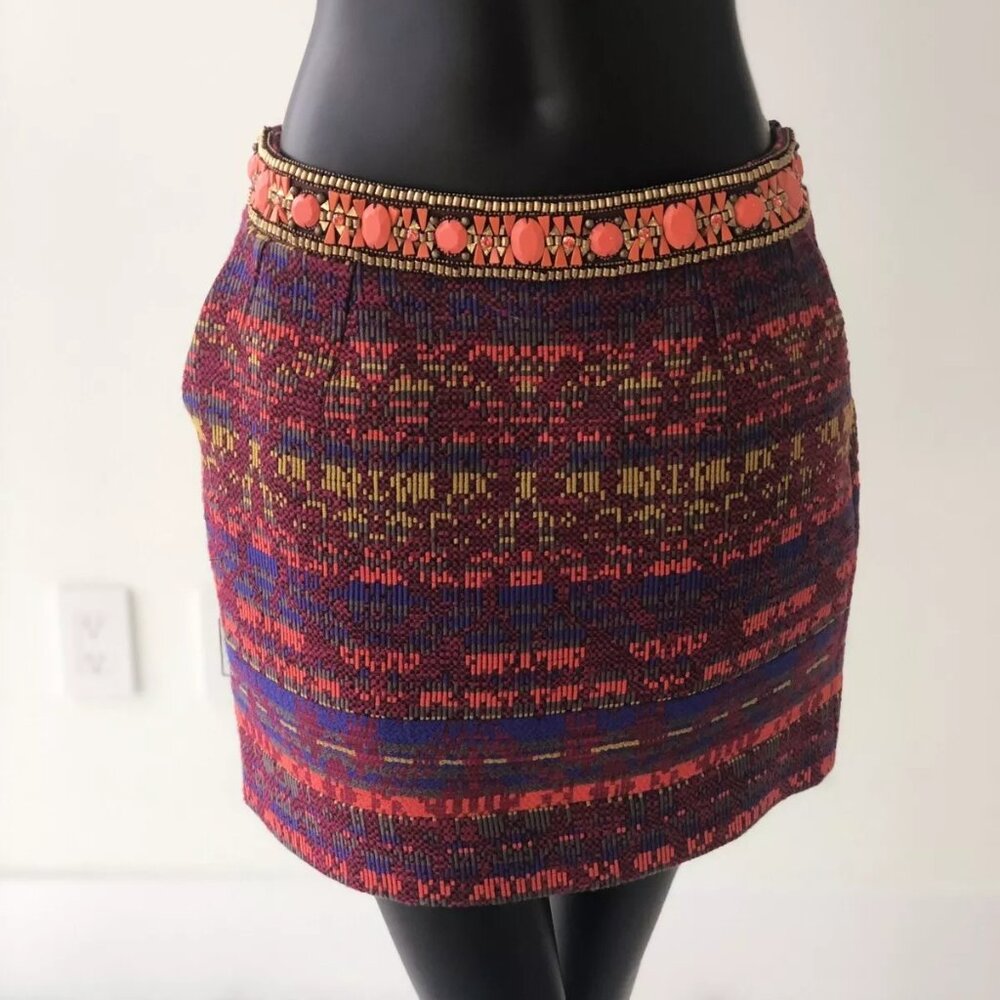 MATTHEW WILLIAMSON Embellished Belt Skirt, Size 10